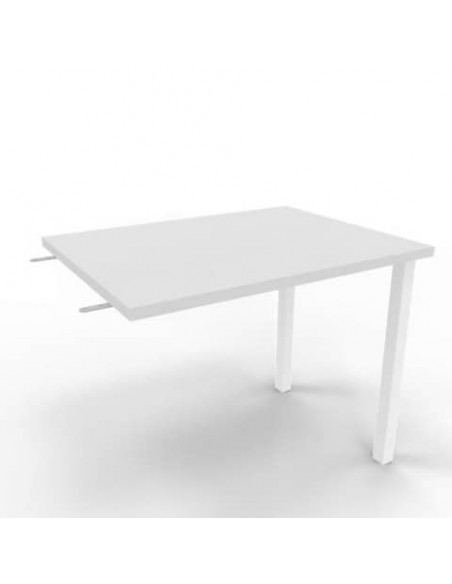 Dattilo scrivania sospeso piano grigio 80x60xH.75 cm gamba sez. quadrata in acciaio bianco Practika ECDM080-GR-I