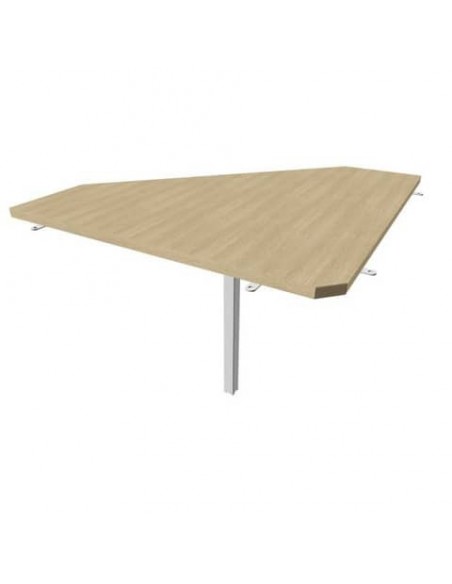 Raccordo 90° piano rovere 84x84xH.75 cm gamba in acciaio argento per scrivanie Practika P4 Quadrifoglio ECRA9004-RK-A