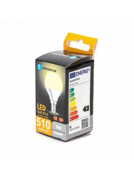 Lampadina LED G45 E14 6W - 510 lumen Aigostar luce calda B10105MQT