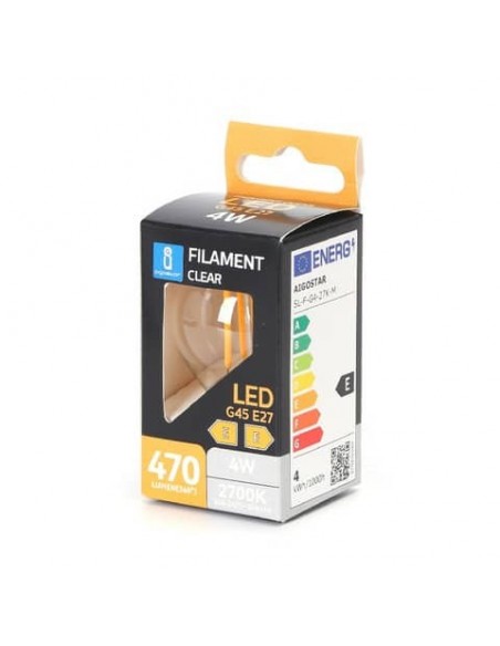 Lampadina a filamento LED luce calda 4W G45 - E27 - 470 lumen Aigostar ø45xH.73mm - B10106AM9