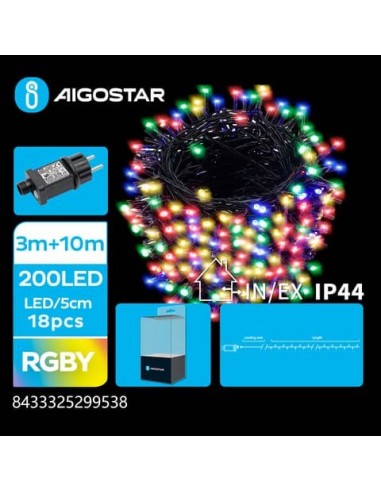 Catena luminosa per interni ed esterni a basso voltaggio Aigostar multicolore 10 m 200 led - 299538