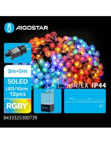 Catena luminosa a sfera per interni ed esterni a basso voltaggio Aigostar multicolore 50 led 5 m - 300739