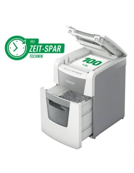 Distruggidocumenti automatico Leitz IQ P4 Small Office AutoFeed 100 ff - 34 L - bianco - 80110000