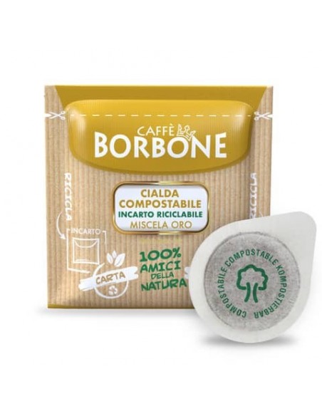 Caffè in cialda compostabile ESE 44 mm Caffe Borbone qualità Oro - in conf. da 100 pz - 44BORO100N