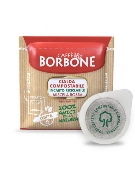 Caffè in cialda compostabile ESE 44 mm Caffe Borbone qualità Rossa - in conf. da 100 pz - 44BRED100N