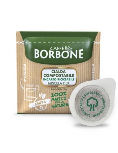 Caffè in cialda compostabile ESE 44 mm Caffe Borbone qualità Dek - in conf. da 100 pz - 44BDEK100N