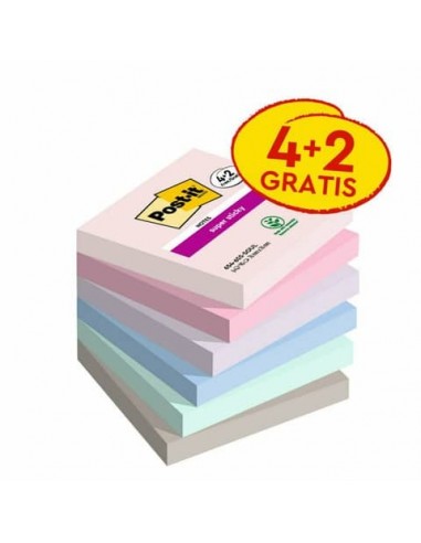 Foglietti Post-it® Super Sticky Soulful 76x 76 mm conf. 4 blocchetti + 2 gratis da 90 ff - 7100259203